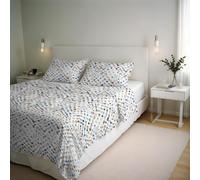 Parure de housse de couette RIVER - Produit en Italie - Set housse de couette 2 personnes - Housse 250x200 cm + rabat et 2 taies d'oreiller 50x80 cm - 80 % coton, 20 % fibres mélangées - Tarim