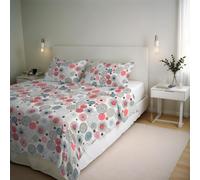 Parure de housse de couette RIVER - Produit en Italie - Set housse de couette 2 personnes - Housse 250x200 cm + rabat et 2 taies d'oreiller 50x80 cm - 80 % coton, 20 % fibres mélangées - Elba