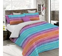 Parure de housse de couette SANS REPASSAGE FANTASY - Ensemble housse de couette - Lit 1,5 place, Microfibre - Housse 200x200 cm + Rabat et 1 taie d'oreiller 50x80 cm - Rainbow