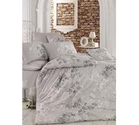 Parure de lit - 1 housse de couette 220 x 240 cm + 2 taies d'oreiller 60 x 60 cm - 100% coton renforcé - Gris