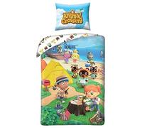 Parure de lit 1 Personne Animal Crossing 100% Coton - Housse de Couette 140x200 cm + Taie d'oreiller