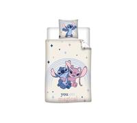 Aymax Parure de Lit Stitch & Angel Magical, 1 Personne, Housse de Couette Réversible 140x200 cm + Taie d'oreiller 65x65 cm