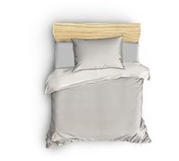 Parure de lit 1 place - 1 housse de couette 220 x 240 cm + 2 taies d'oreiller 60 x 60 cm - Coton-Perle 80% Coton 20% Polyester - Crème - 229 fils