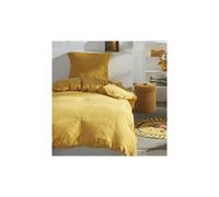 Today Parure de lit 1 personne 140x240 cm Gaze de coton unie Ocre Jaune