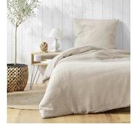 Parure de lit 140 x 200 cm double gaze coton uni 57 fils Angelia Sable