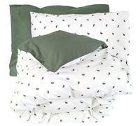 Parure de lit 140x200 cm 50x70 cm percale 100% coton ALEX vert Kaki 2 pièces