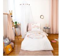 Parure de lit 140x200 cm coton HELLO blanc 2 pièces