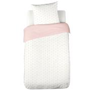 Parure de lit 140x200 cm double gaze de coton FIORI rose 2 pièces