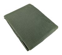 Parure de lit 140x200 cm double gaze de coton GAZGAZ vert kaki 2 pièces