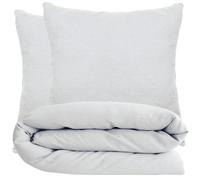 Parure de lit 140x200 cm et 65x65 cm 100% coton lavé PALACE blanc neige 2 pièces