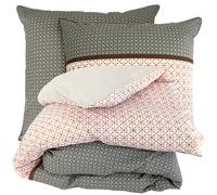 Parure de lit 140x200 cm percale 100% coton GABIN marron Epice 2 pièces