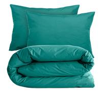 Parure de lit 140x200 cm set 50x70 cm percale MANOIR vert Canard