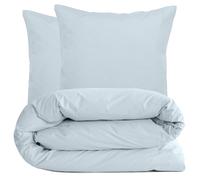 Parure de lit 140x200 cm set 65x65 cm percale MANOIR bleu Glacier