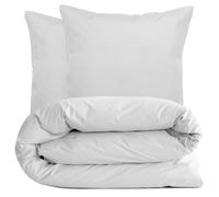 Parure de lit 140x200 cm set 65x65 cm percale MANOIR gris Perle