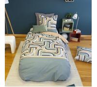 Parure de lit 140x200 LOUTE coton - LINNEA - Vert - Contemporain - Design