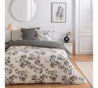 Parure de lit 2 personnes en coton 57 fils imprimé ecru 240x220cm
