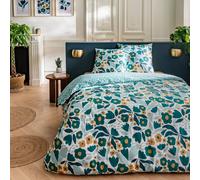 Parure de lit 2 personnes en coton 57 fils imprimé vert 240x220cm