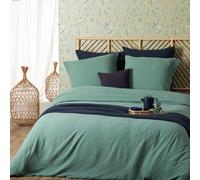 Atmosphera Parure de lit en gaze de coton vert céladon 240 x 220 cm