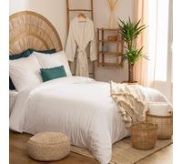 Atmosphera - Parure de Lit Landiha 260 x 240 cm Percale de Coton - Housse de Couette 2 Personnes avec 2 Taies d'oreiller - pour Chambre