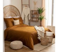 Atmosphera - Parure de Lit Landiha 260 x 240 cm Percale de Coton - Housse de Couette 2 Personnes avec 2 Taies d'oreiller - pour Chambre