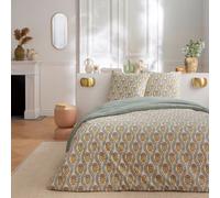 Parure de lit 2 personnes floral charme rayé 260x240cm
