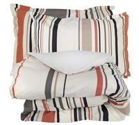 Parure de lit 2 pièces : housse 140x200 cm et taie 50x70 cm 100% coton HUGO beige/corail