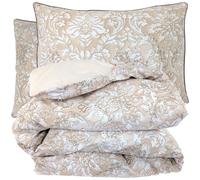 Parure de lit 200x200 cm 50X70 cm percale de coton PALAZZO beige 3 pièces