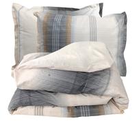 Parure de lit 200x200 cm 50x70 cm percale ESTEBAN beige 3 pièces
