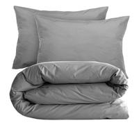 Parure de lit 200x200 cm set 50x70 cm percale MANOIR gris Ardoise