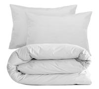 Parure de lit 200x200 cm set 50x70 cm percale MANOIR gris Perle