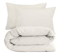 Parure de lit 200x200 cm set 50x70 cm percale MANOIR Ivoire