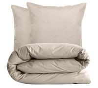 Parure de lit 200x200 cm set 65x65 cm percale MANOIR beige Lin
