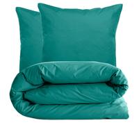 Parure de lit 200x200 cm set 65x65 cm percale MANOIR vert Canard