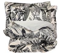 Parure de lit 200x200 cm taies 50x70 cm percale de coton ALBA beige/noir 3 pièces