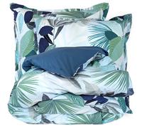 Parure de lit 200x200 cm taies 65x65 cm percale de coton MOOREA PACIFIC bleu/vert 3 pièces