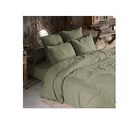 Parure de lit 200x200 double gaze de coton kaki Terre de Nuit