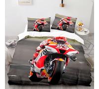 Parure de Lit 200x200cm Adulte Course De Moto Housse de Couette 1 Personnes Courses De Sports Extrêmes 3 Pièces Parure de Lit Enfant avec 2 Taies d'oreiller 65x65cm, pour Enfant Adolescents