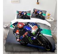 Parure de Lit 200x200cm Adulte Moto Housse de Couette 1 Personnes Courses De Motos De Sports Extrêmes 3 Pièces Parure de Lit Enfant avec 2 Taies d'oreiller 65x65cm, pour Enfant Adolescents