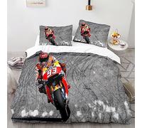 Parure de Lit 200x200cm Adulte Moto Housse de Couette 1 Personnes Courses De Motos, Sports Extrêmes 3 Pièces Parure de Lit Enfant avec 2 Taies d'oreiller 65x65cm, pour Enfant Adolescents