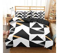 Parure de Lit 220x240 Adulte Géométrie Noir Blanc Housses de Couettes Ado Adulte Housse de Couette Fermeture Eclair Parure de Lit 2 Places Personne Romantique Microfibre avec