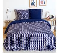 Parure de lit 220x240 cm - COTE DECO - Géométrique Bleu Jaune - Microfibre - 2 Taies 63x63 cm