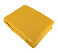 Parure de lit 240x220 cm double gaze de coton GAZGAZ jaune moutarde 3 pièces