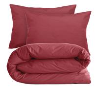 Parure de lit 240x220 cm set 50x70 cm percale MANOIR rouge Carmin