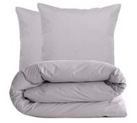 Parure de lit 240x220 cm set 65x65 cm percale MANOIR gris Acier