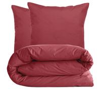 Parure de lit 240x220 cm set 65x65 cm percale MANOIR rouge Carmin