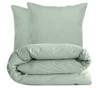 Parure de lit 240x220 cm set 65x65 cm percale MANOIR vert Lichen