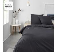 Parure de Lit 240x260 cm, TODAY Prestige Noir, Percale, 2 Taies d'Oreiller 63x63 cm
