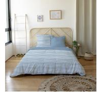 Parure de lit 260x240 cm 100% polyester microfibre BLIS bleu 3 pièces