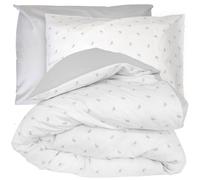 Parure de lit 260x240 cm 50x70 cm percale ALEX gris Nuage 3 pièces