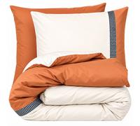 Parure de lit 260x240 cm 65x65 cm percale MACASSAR Cognac 3 pièces